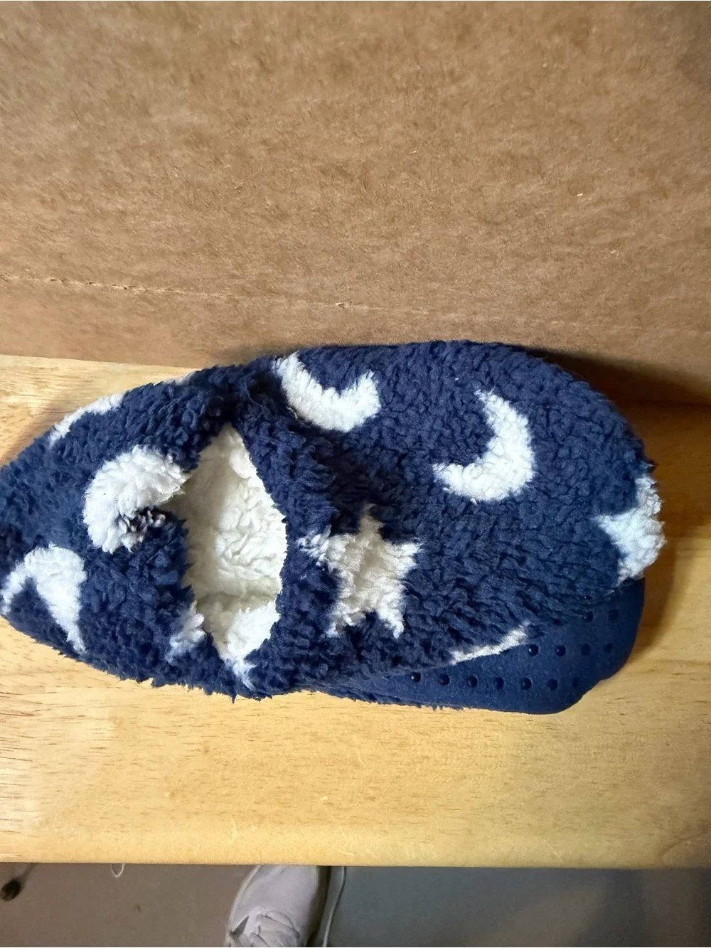 Source Unknown Navy and White Star Fleece Slipper Socks